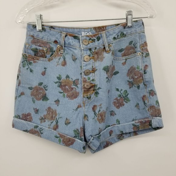 BDG Super High Rise Foxy Floral Print Shorts Size 26 - Picture 1 of 8